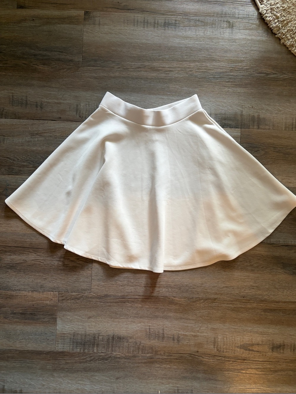 White Circle Skater Skirt with high waisted Waistband